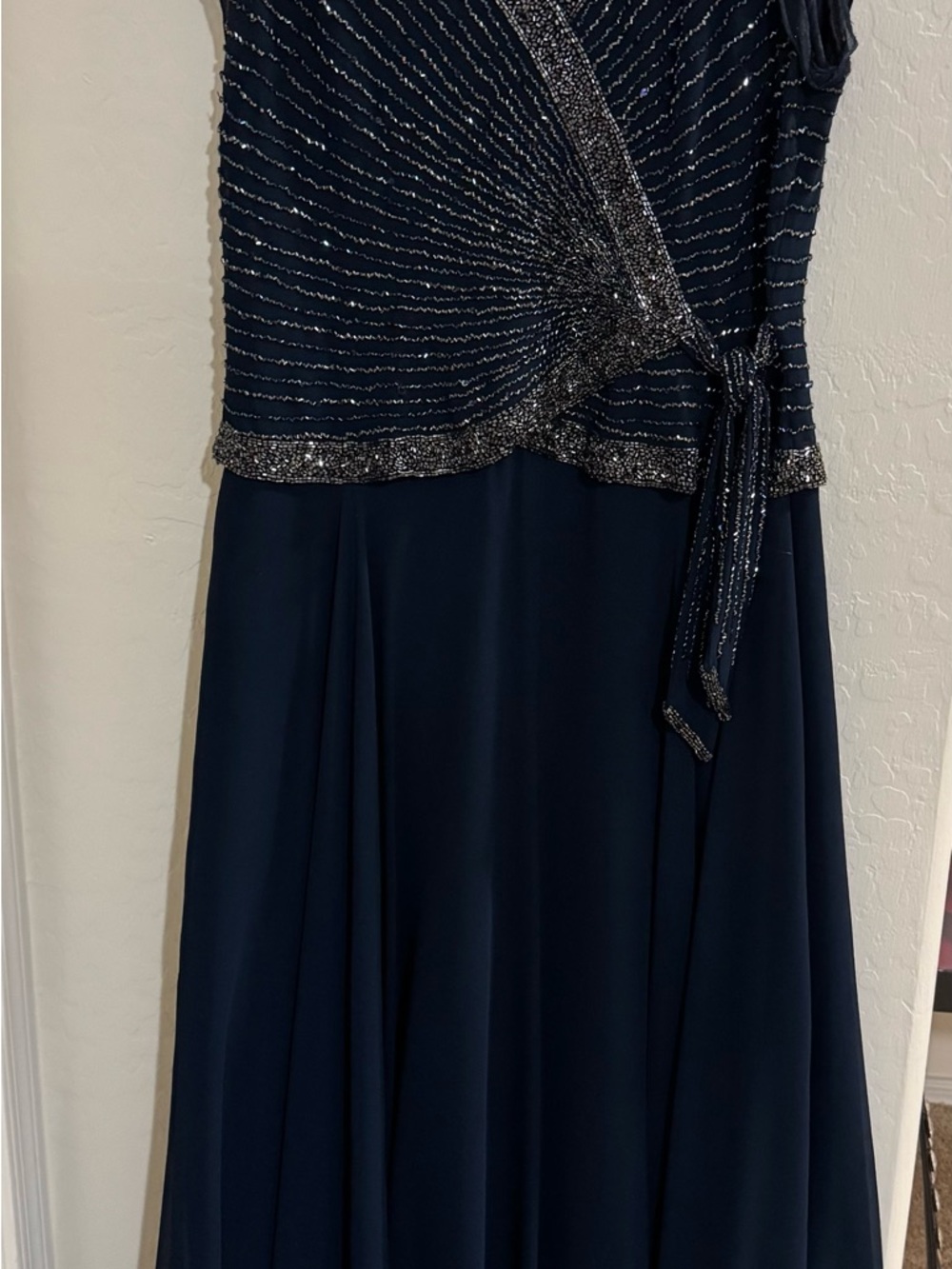 J Kara Navy Beaded Maxi Dress size 12 - Picture 7 of 7